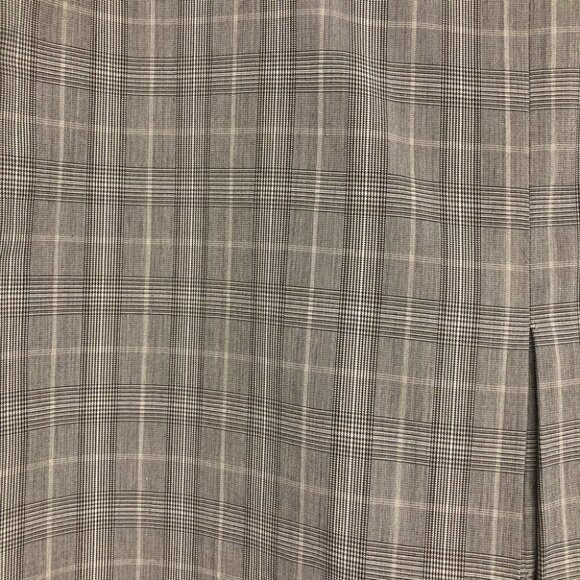 Suzy Shier taupe plaid pencil  skirt back slit knee length - Picture 7 of 14